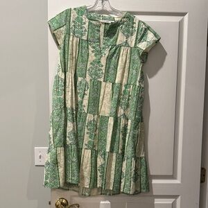 Roller Rabbit Green and Cream dress, size XS